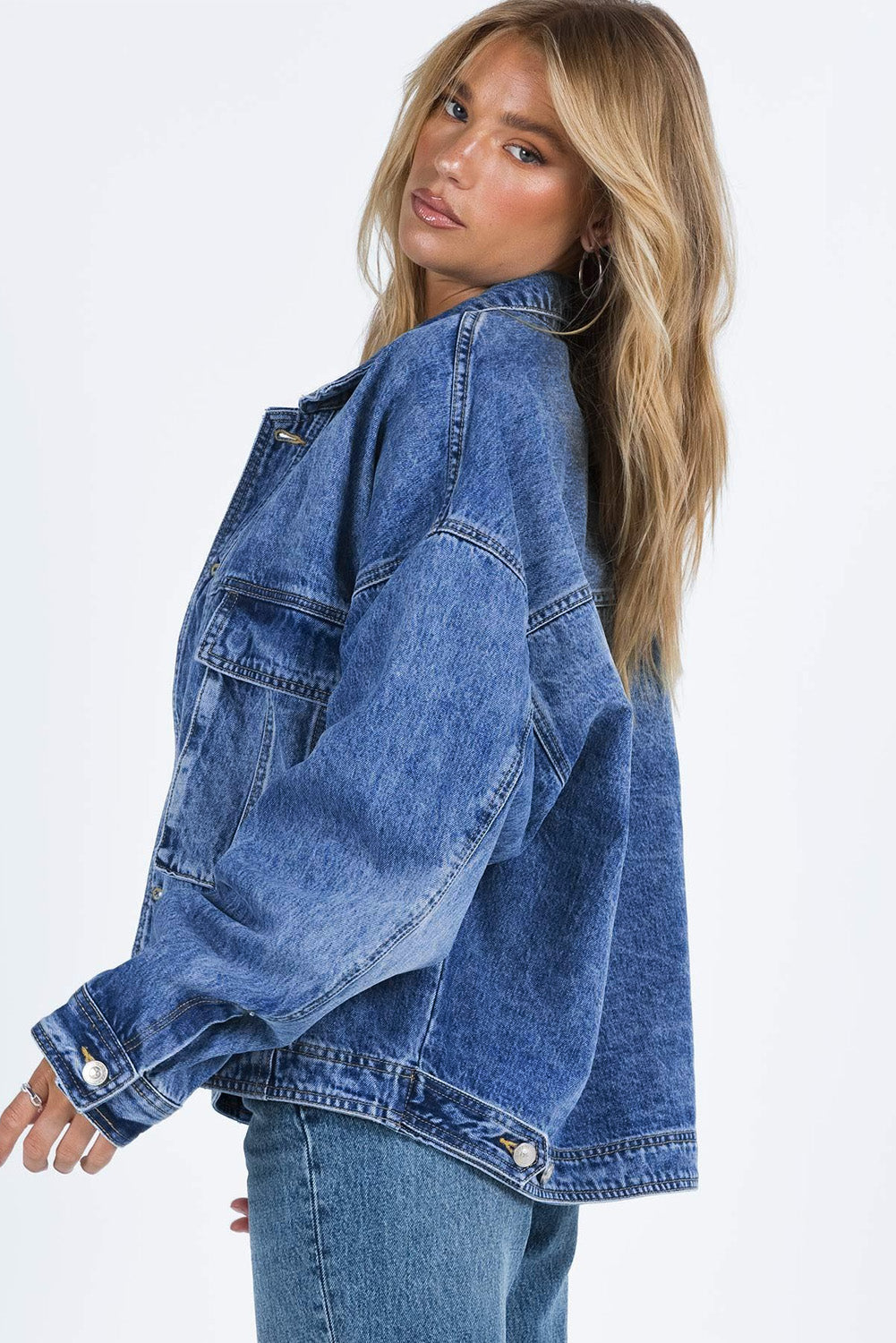 Collared Button Up Denim Jacket