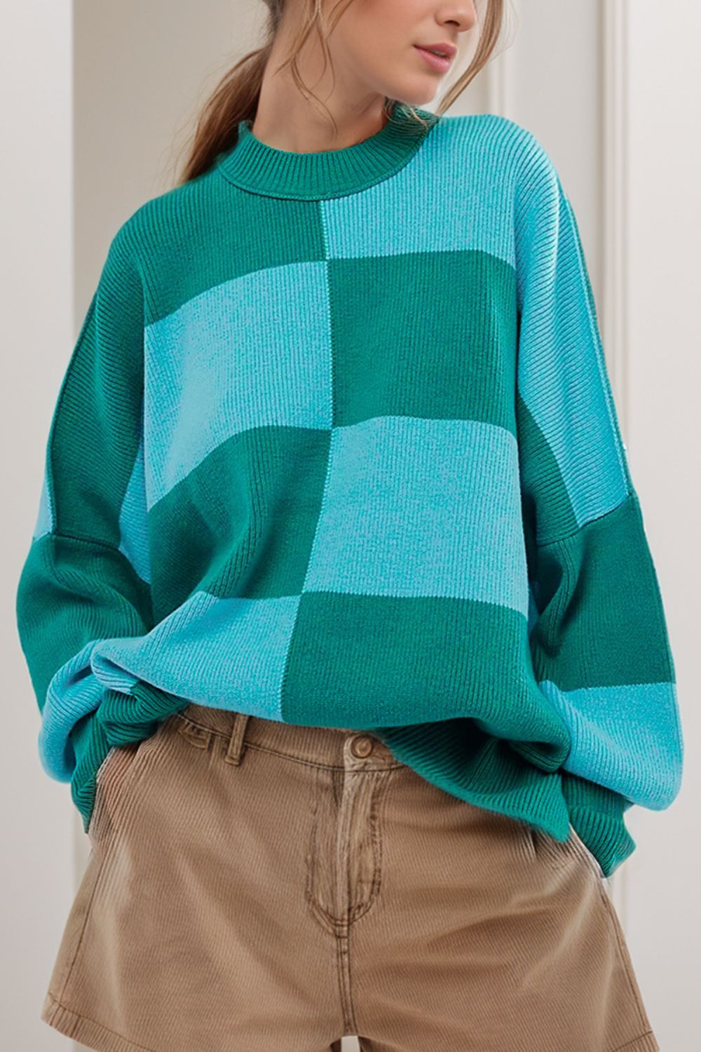 Color Block Checkered Sweater