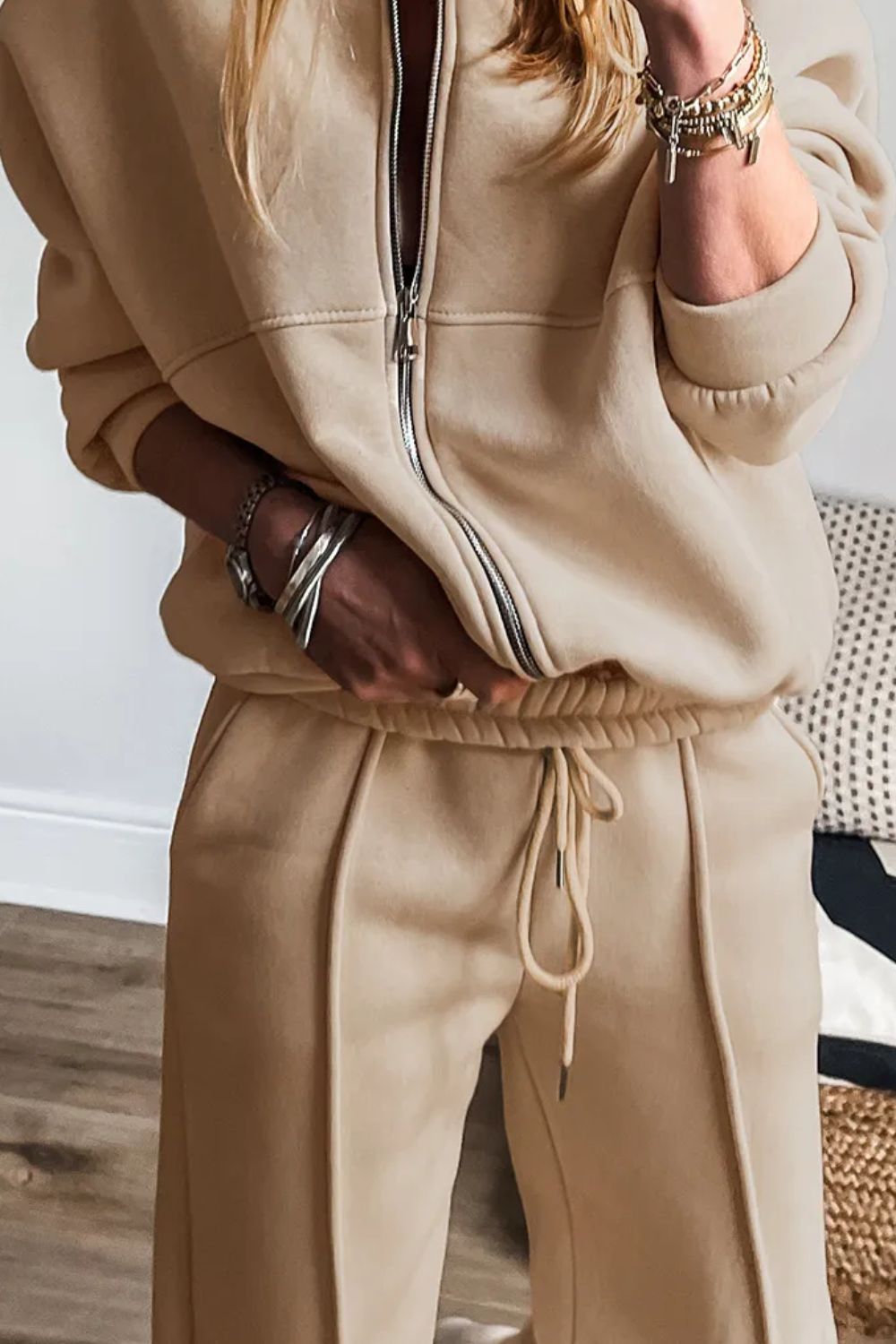 Casual Zip Up Jacket and Pants Set