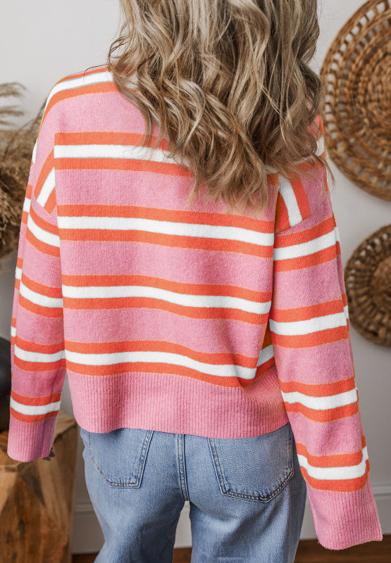 Striped Full Button Cardigan