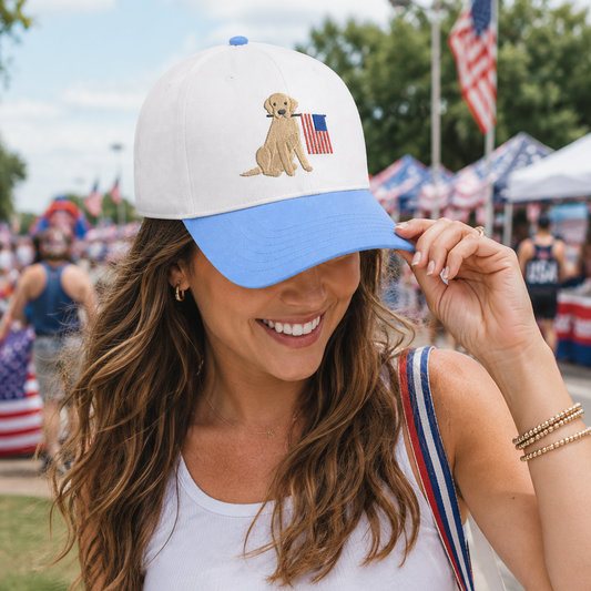 Lab with Flag Hat
