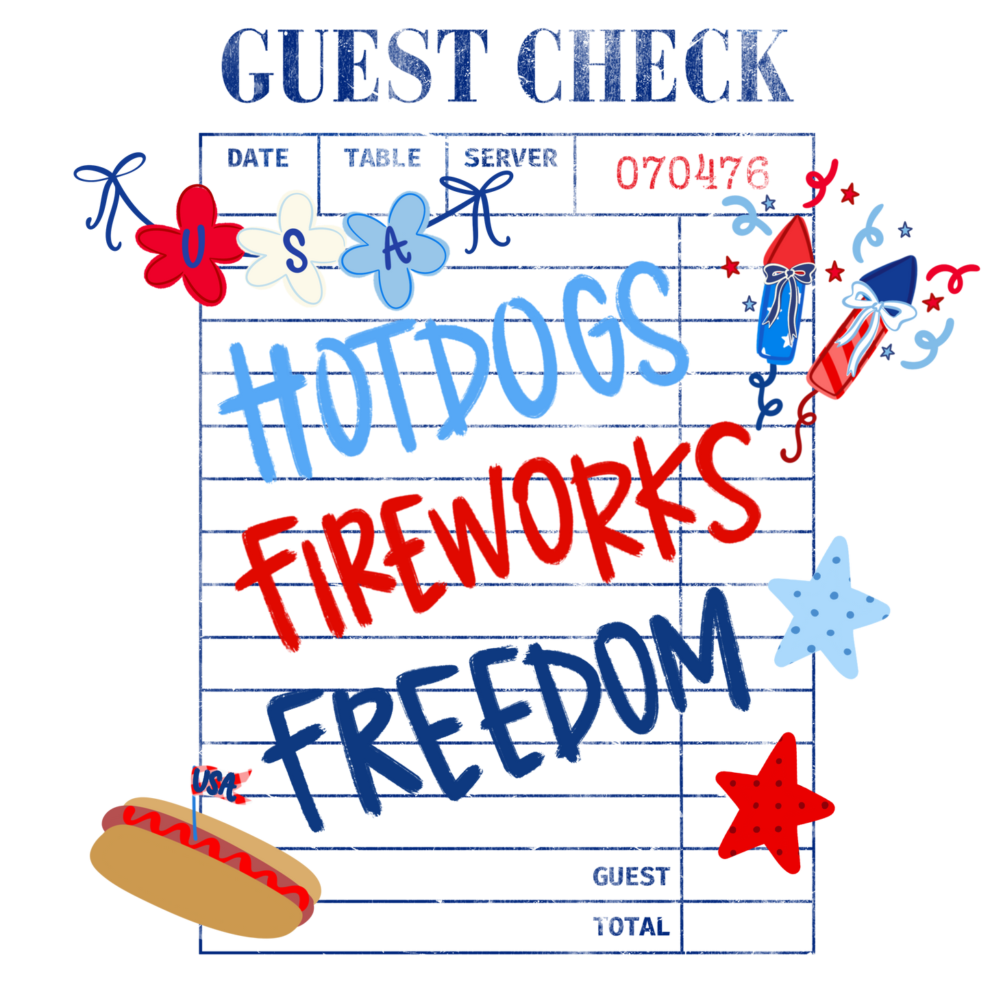 Patriotic Guest Check
