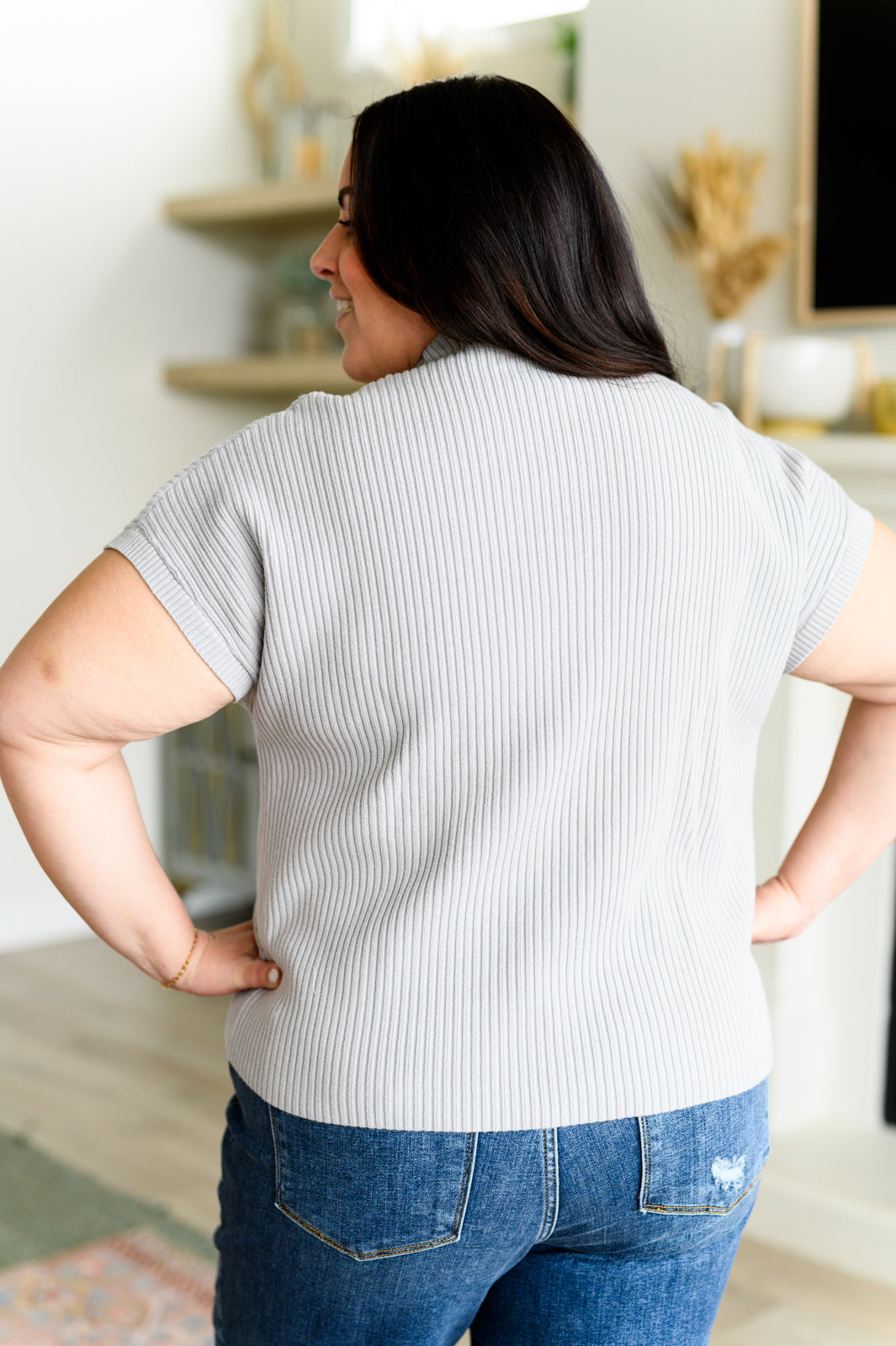 This Little Life Mock Neck Sweater in Grey