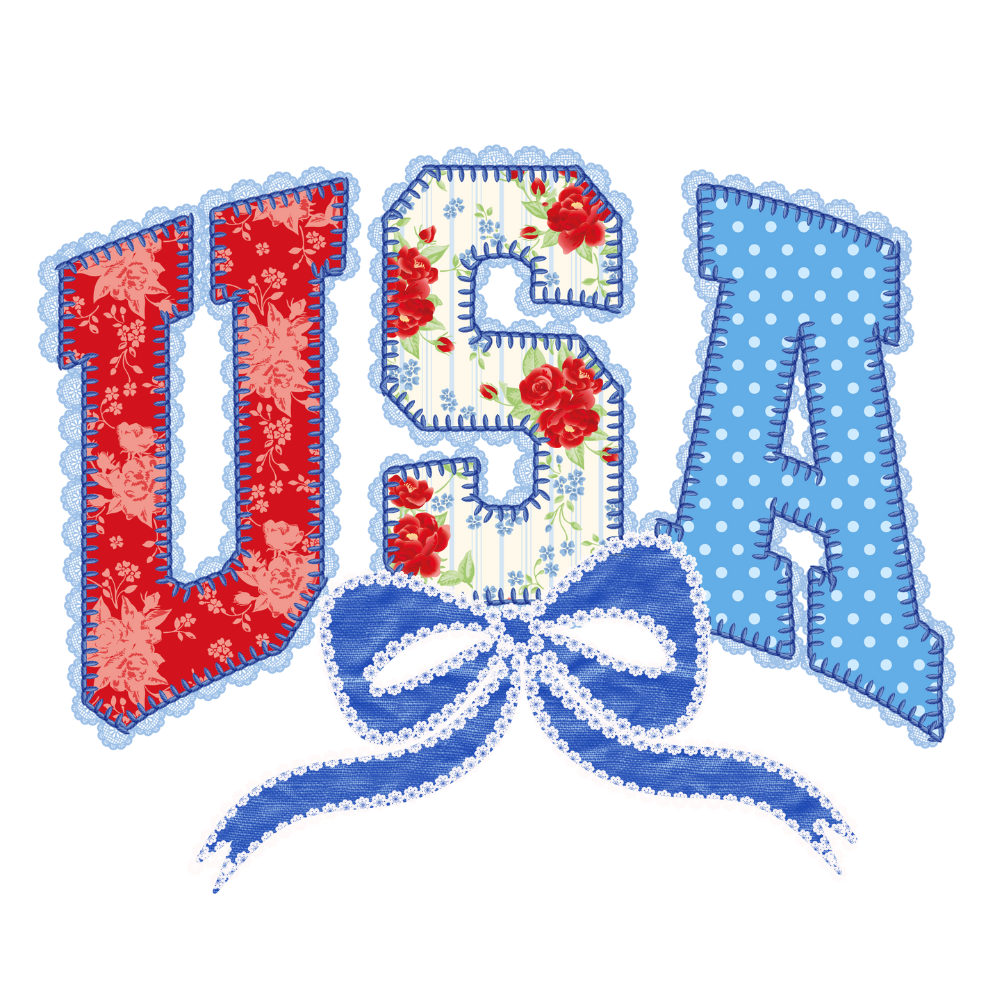 USA Faux Applique with Bow