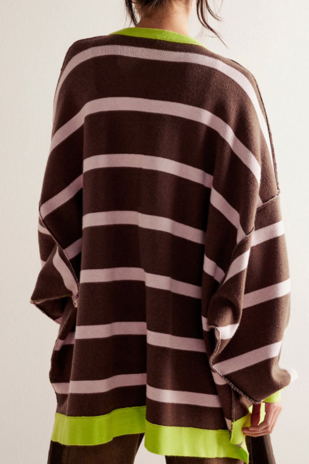 Contrast Stripes Oversized Cardigan