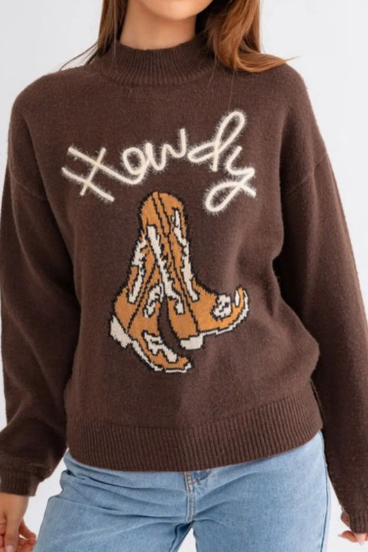 Howdy Mock Neck Sweater