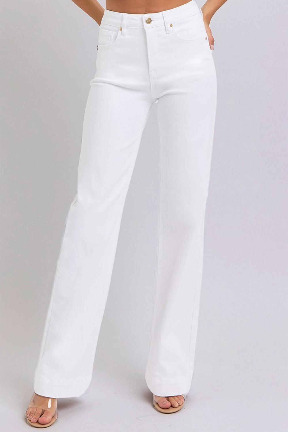 RISEN High Waist Straight Jeans in White