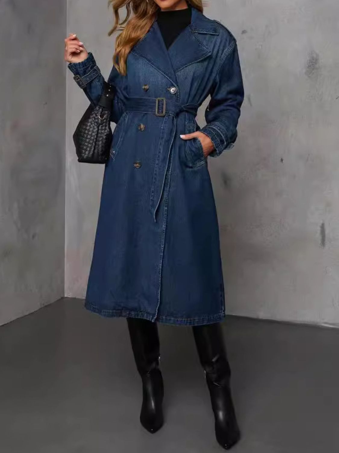 Denim Double-Breasted Trench