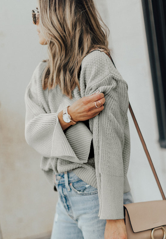 Slit Cuff Long Sleeve Sweater