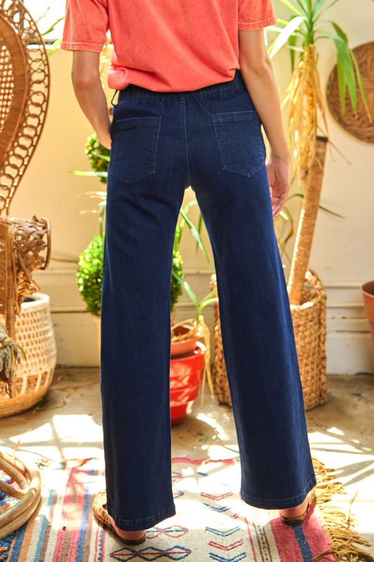 High Waisted Button Up Wide Leg Jean