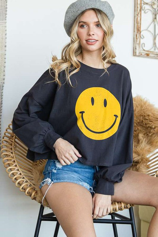 Smiley Face Crop T-Shirt