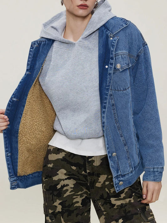 Button Up Sherpa Lined Denim Jacket