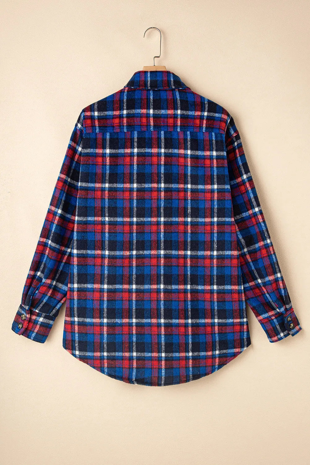 Navy and Red Plaid Collared Shirt