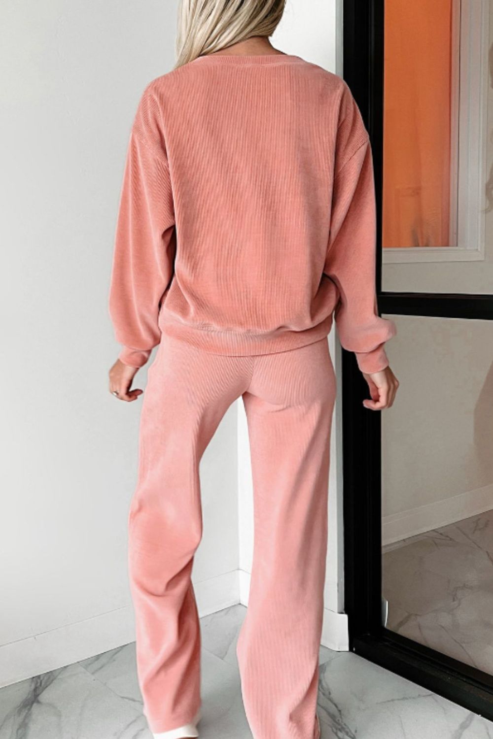 Blush Pink Long Sleeve Top and Pants Set