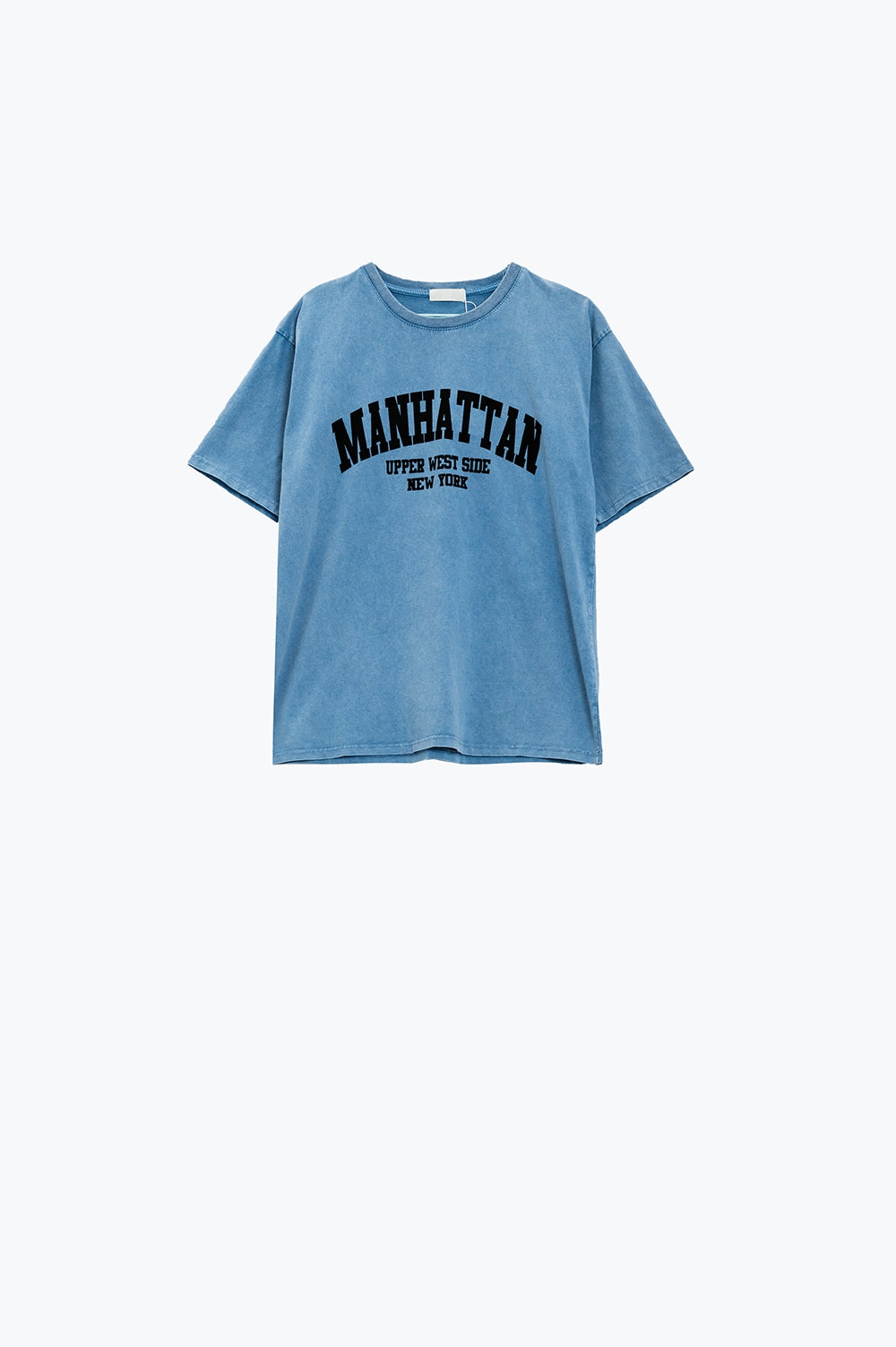 Blue Relaxed T-shirt with Manhattan Text