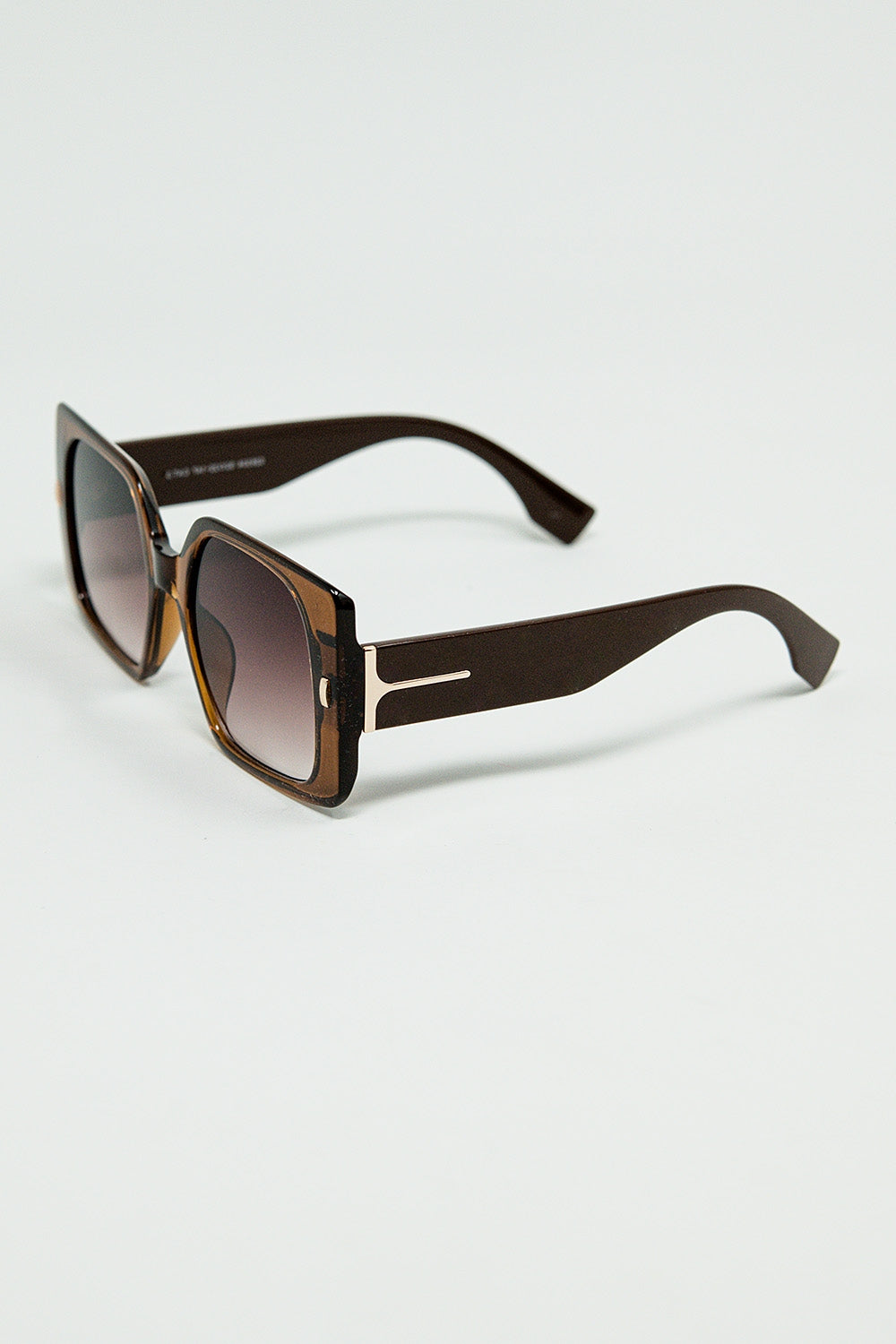 Brown Square Sunglasses with Gold Detail on the Side