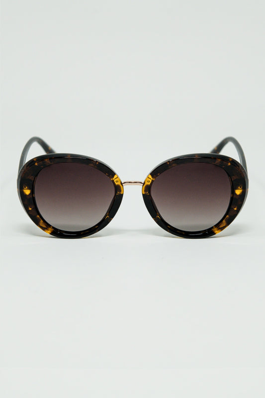 Q2 Brown Sunset Spot Oval Shaped Sunglasses