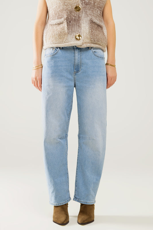 Q2 Bubble Wide Leg Jeans in light wash