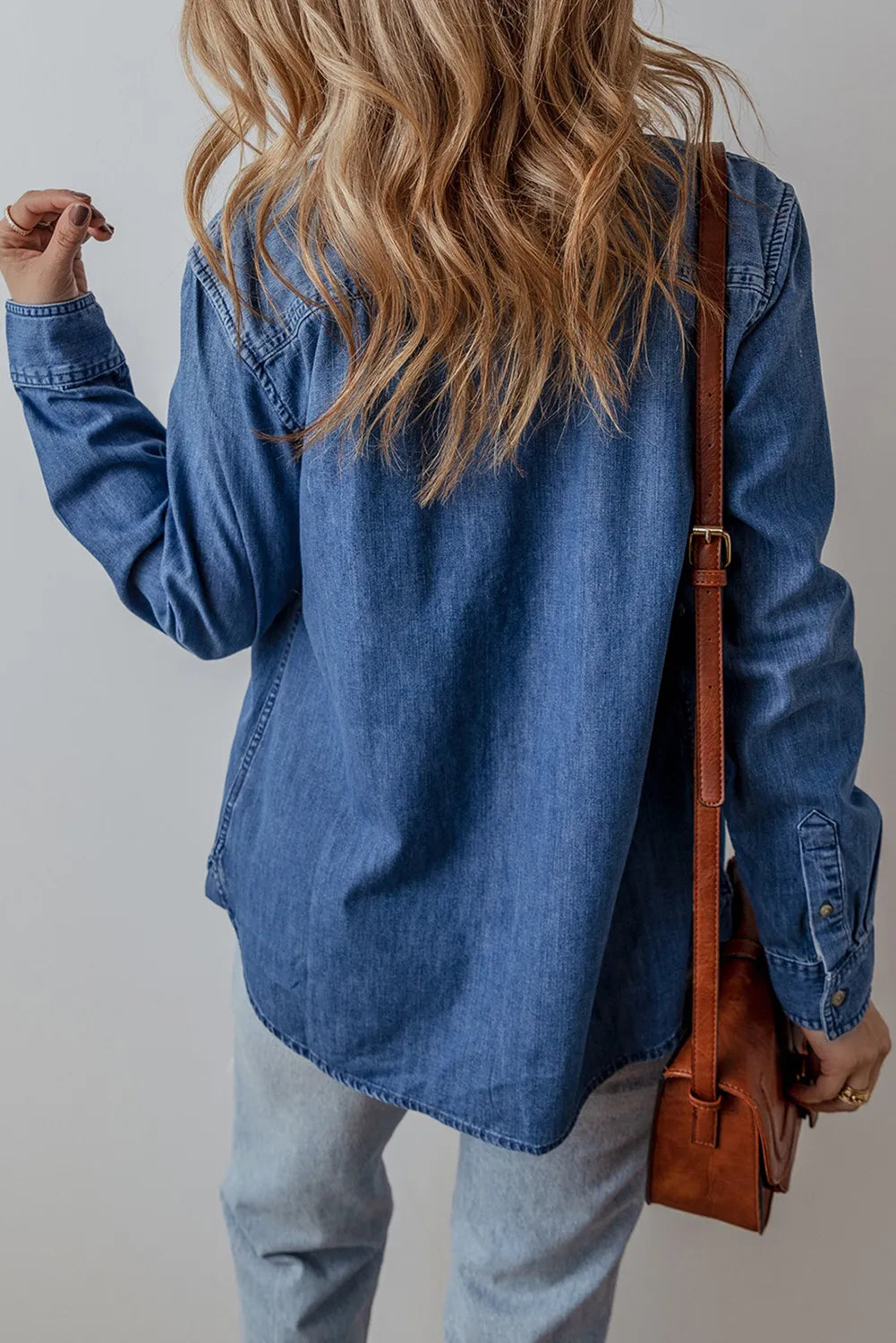 Button Up Long Sleeve Denim Shirt