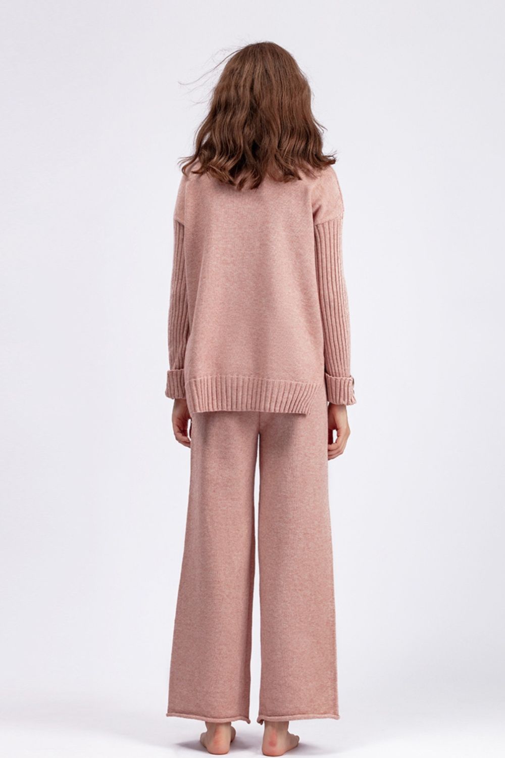 Basic Bae High-Low Turtleneck Top and Pants Sweater Set