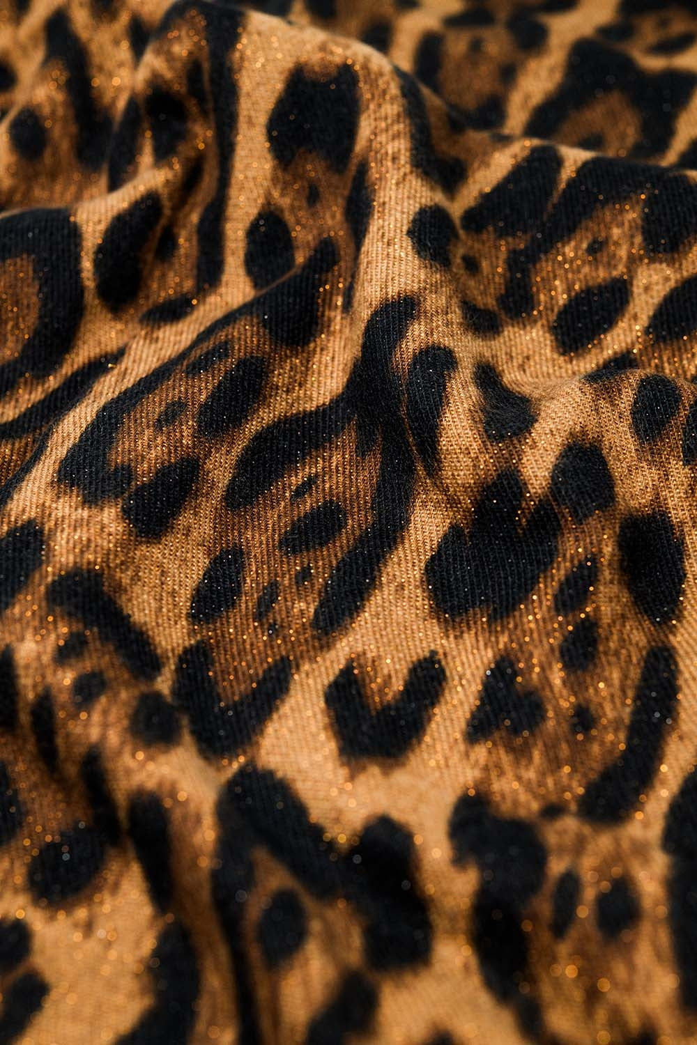 Camel Leopard Print Fluffy Scarf with Rhinestone Details