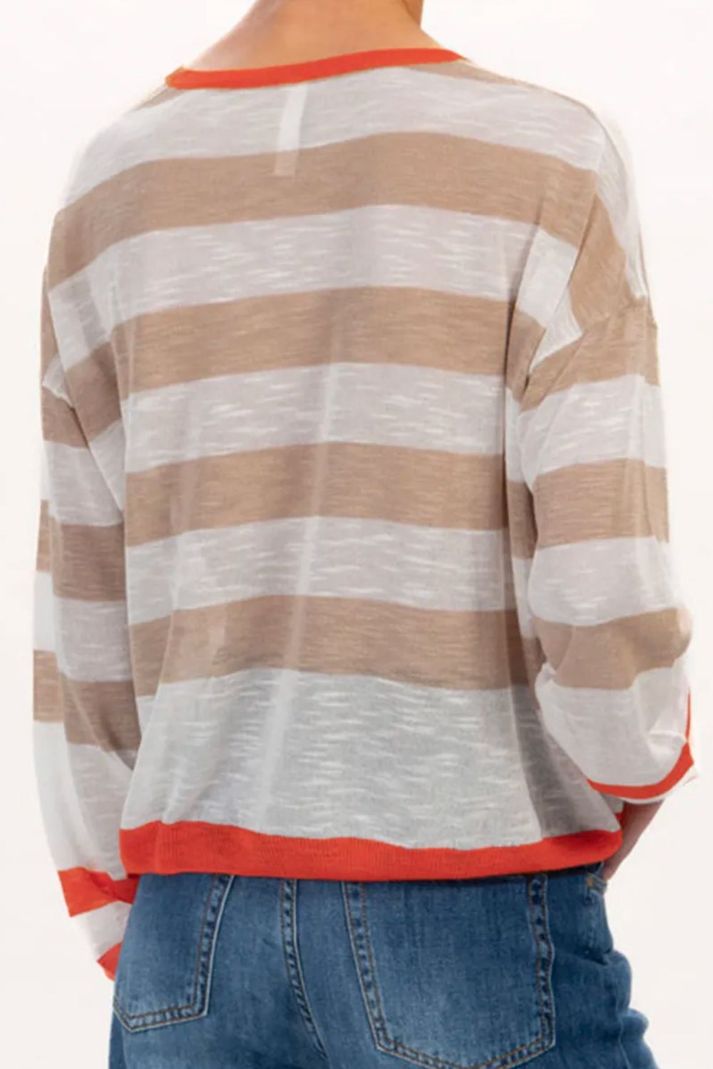 Contrast Striped Lightweight Sweater