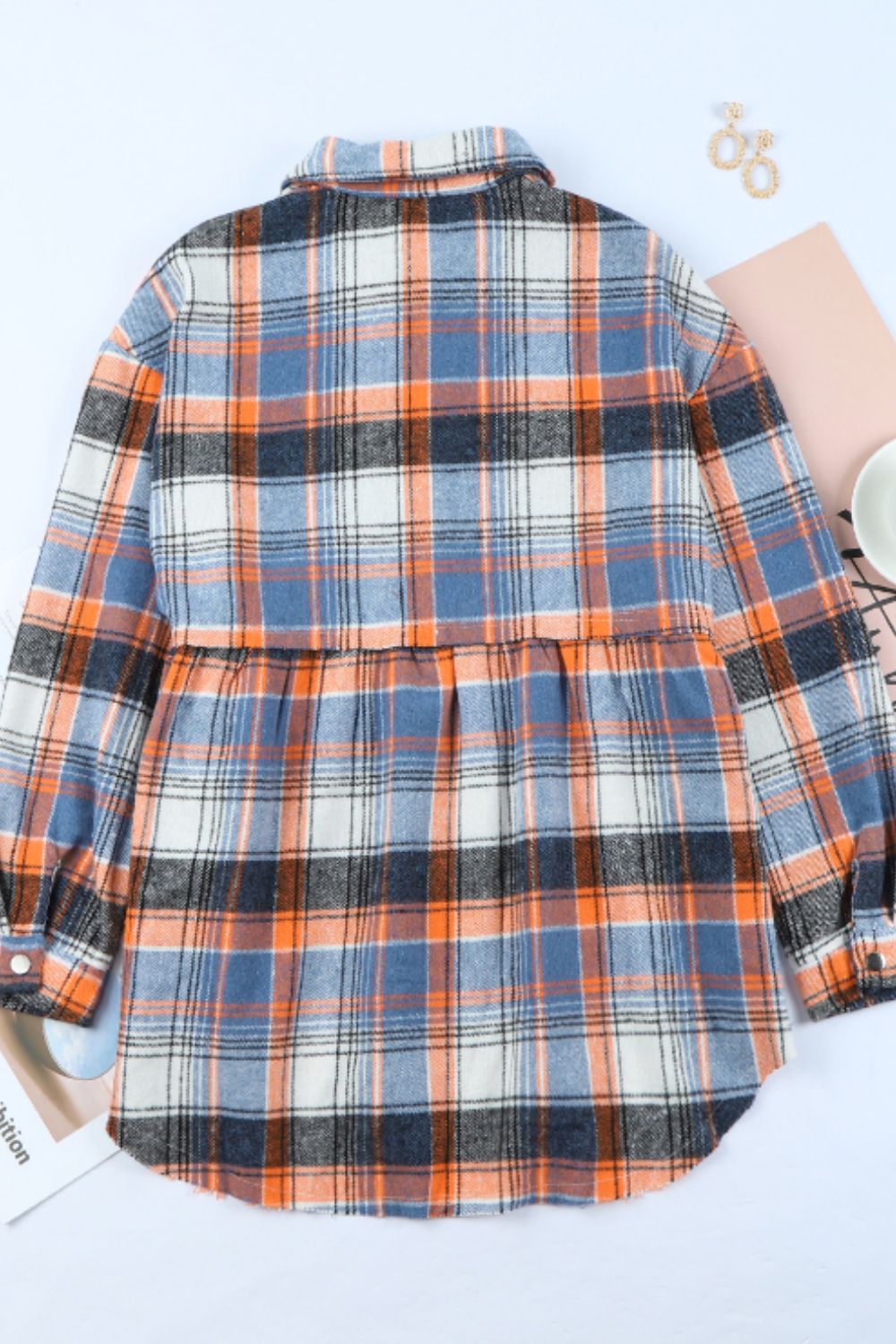 Relaxed Peplum Flannel Plaid Shirt