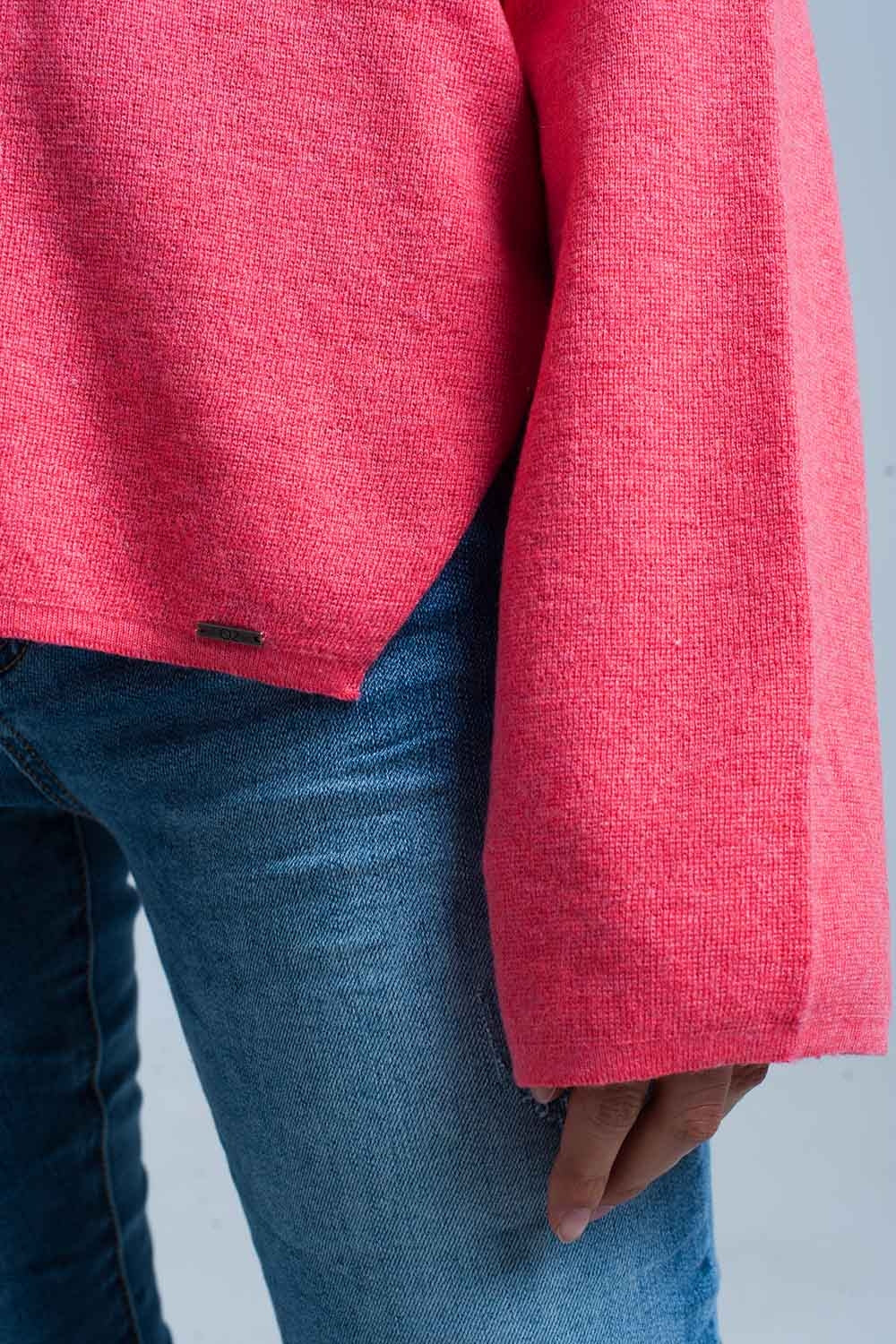 Coral Fine Knitted Sweater with Glitter Details