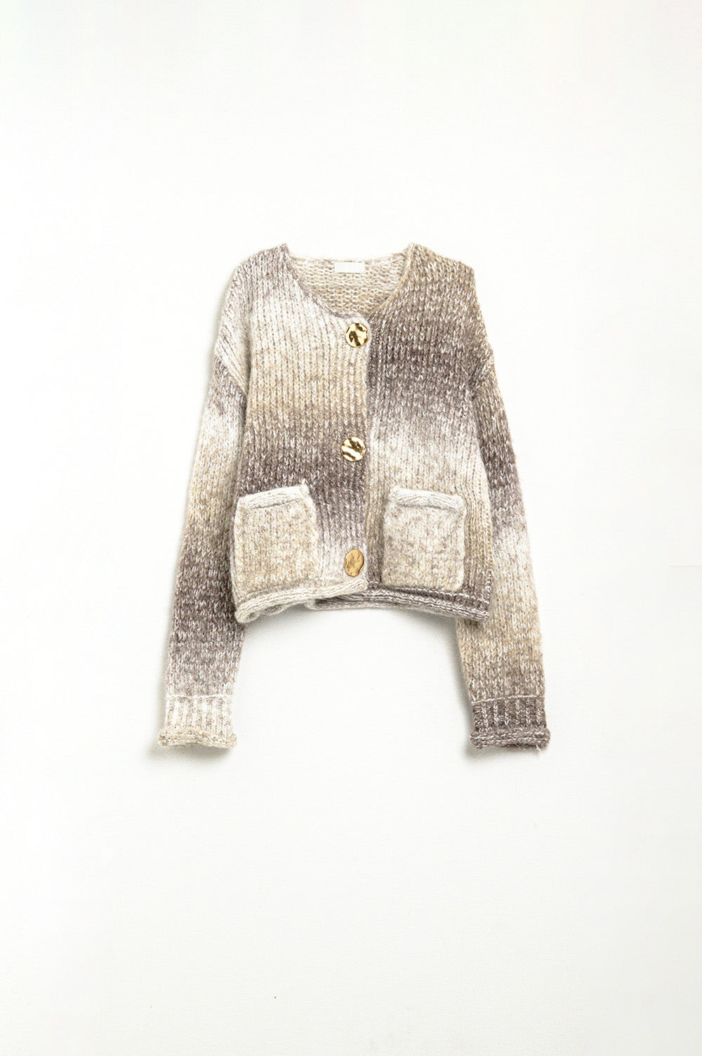 Cream and Brown Cable Knit Cardigan