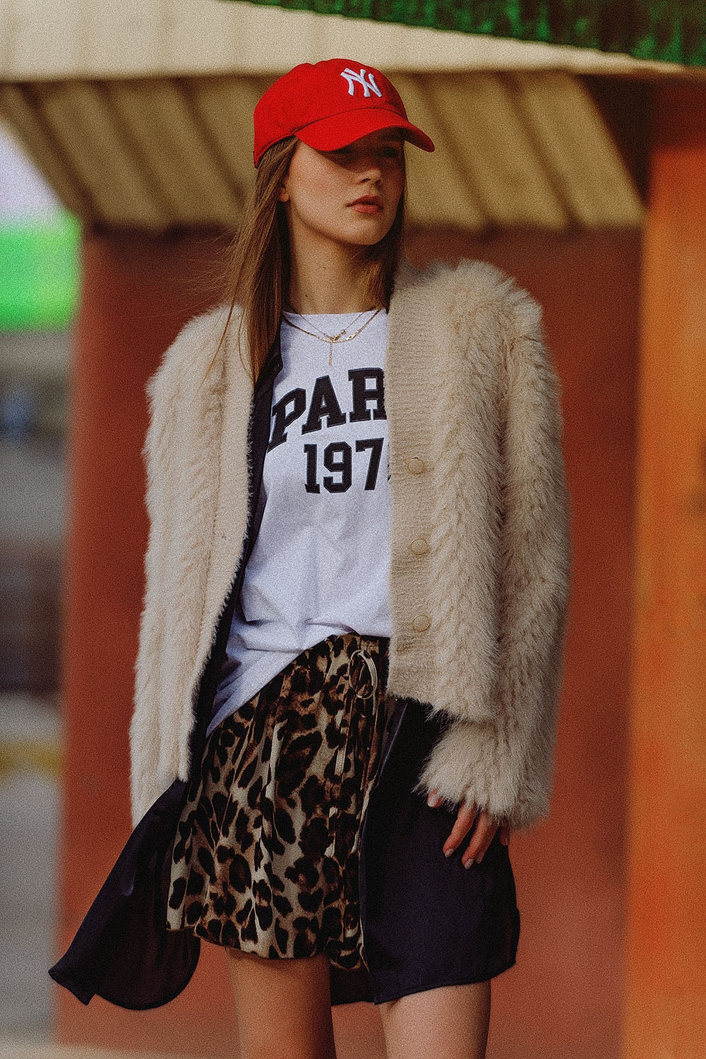 Cropped Jacket in Beige in Fine Fur