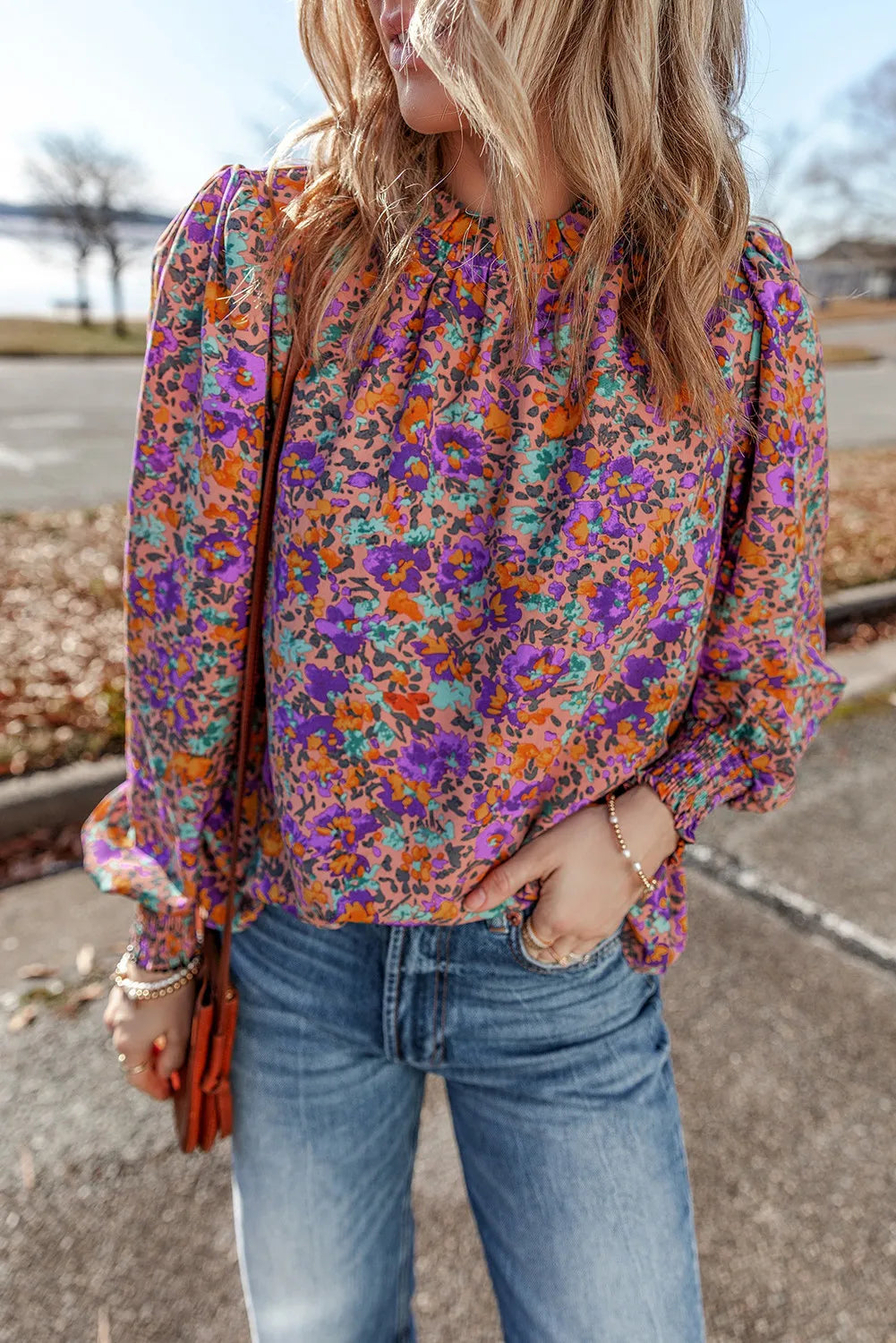 Floral Print Long Sleeve Blouse