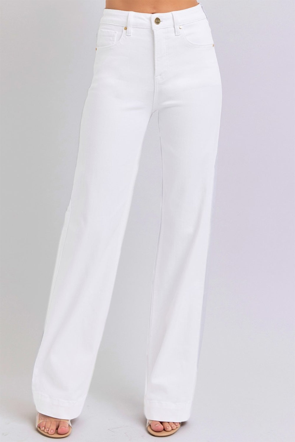 RISEN High Waist Straight Jeans in White