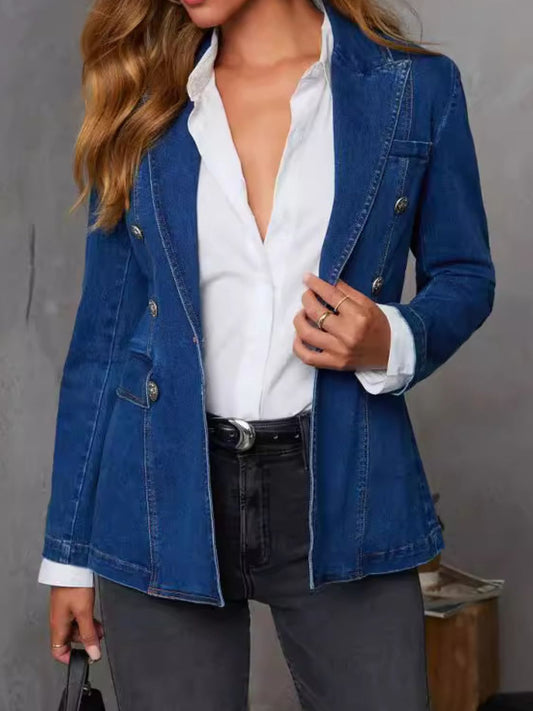 Collared Denim Blazer