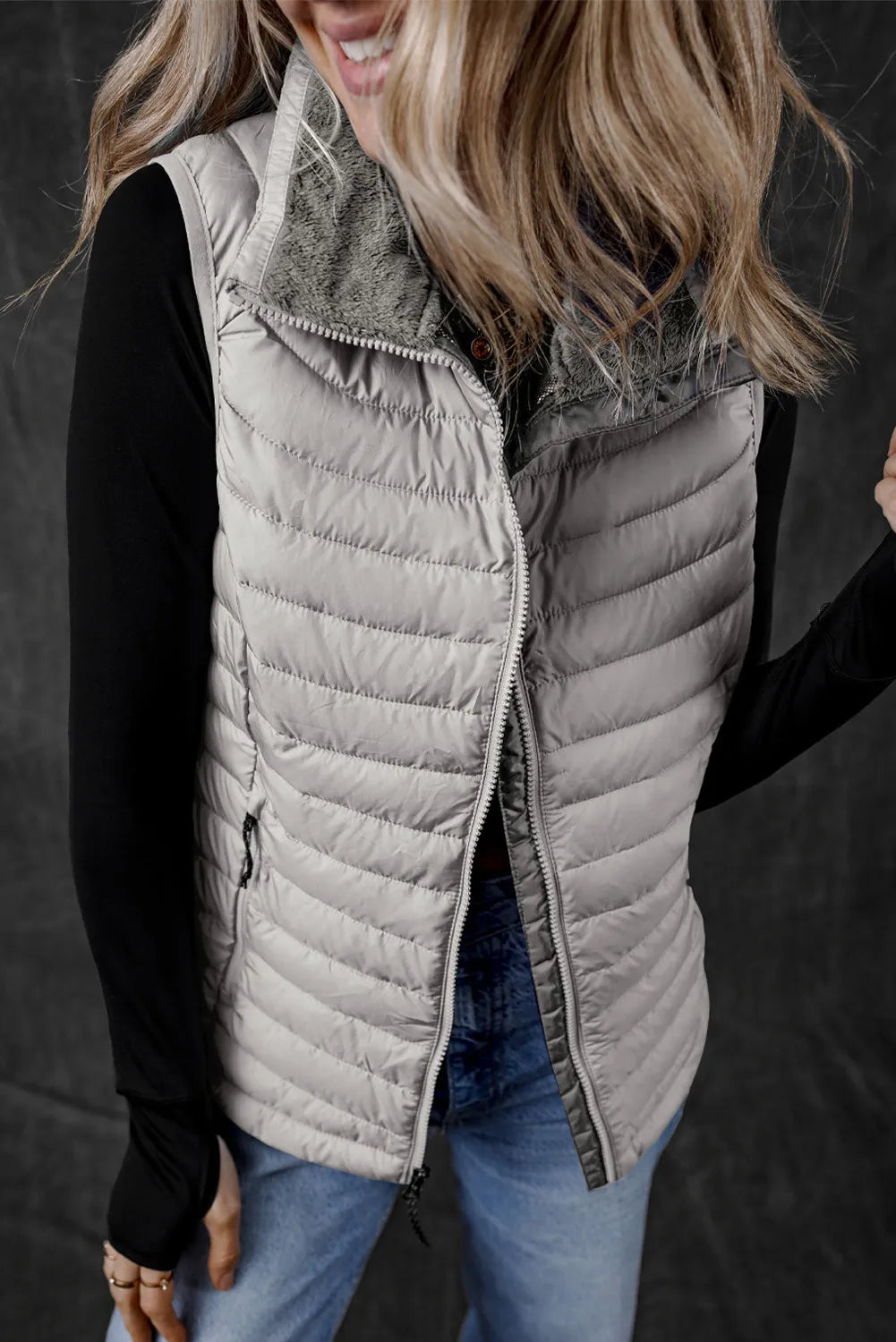 Zip Up Vest with Fuzzy Lining