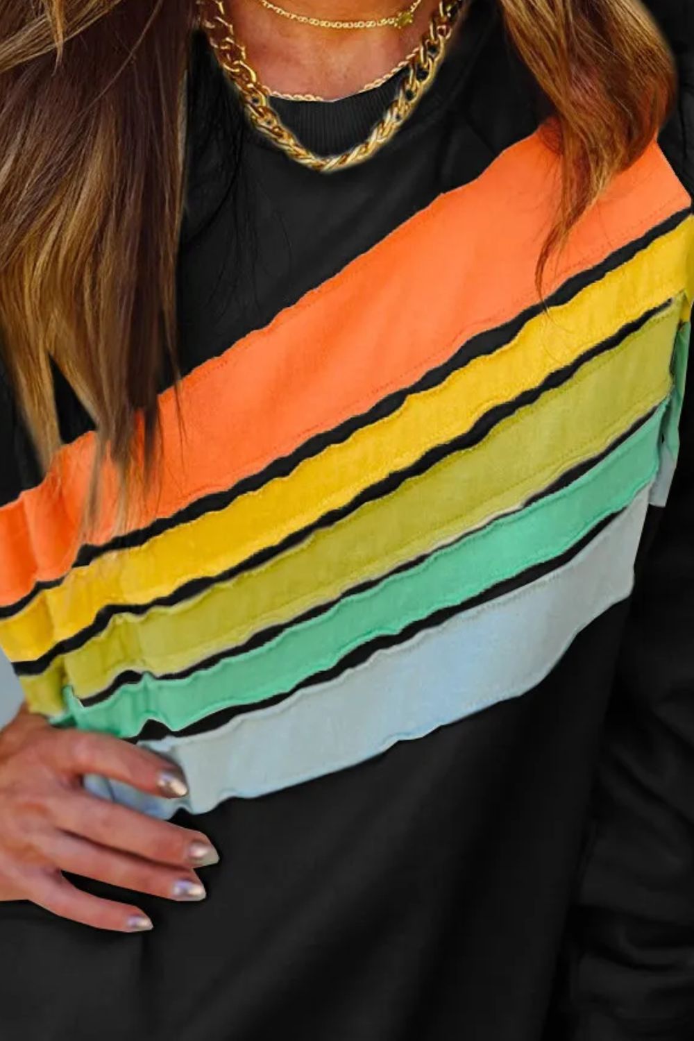 Diagonal Contrast Sweatshirt