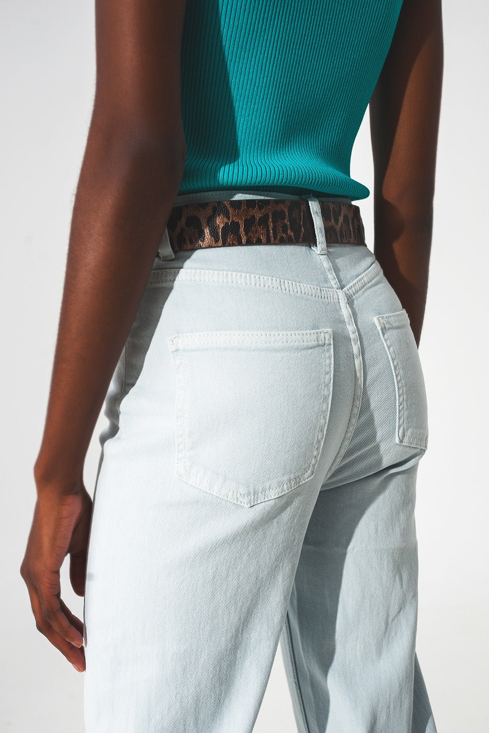 Elastic Cotton Jeans in Light Blue