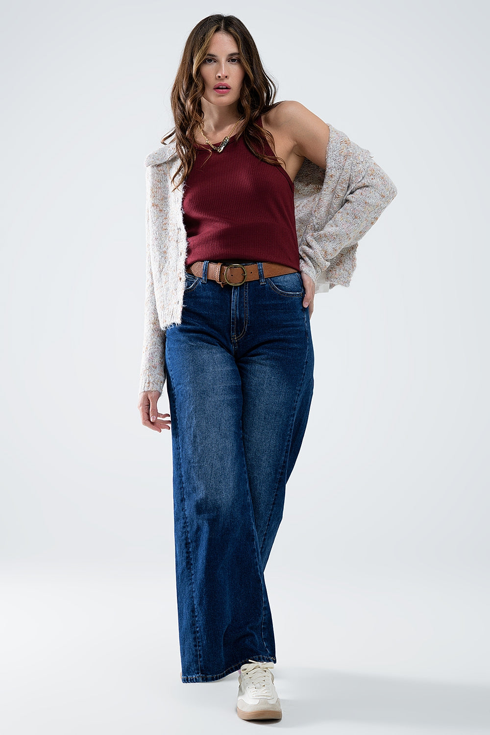 Extra Wide Leg Washed Denim with Side Seam