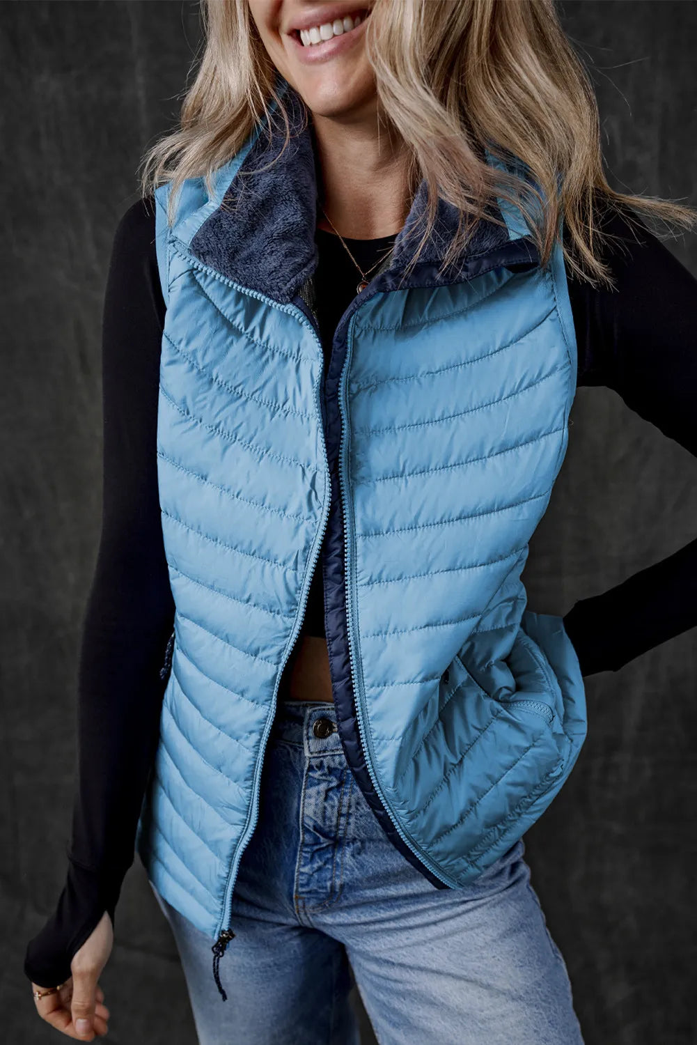 Zip Up Vest with Fuzzy Lining