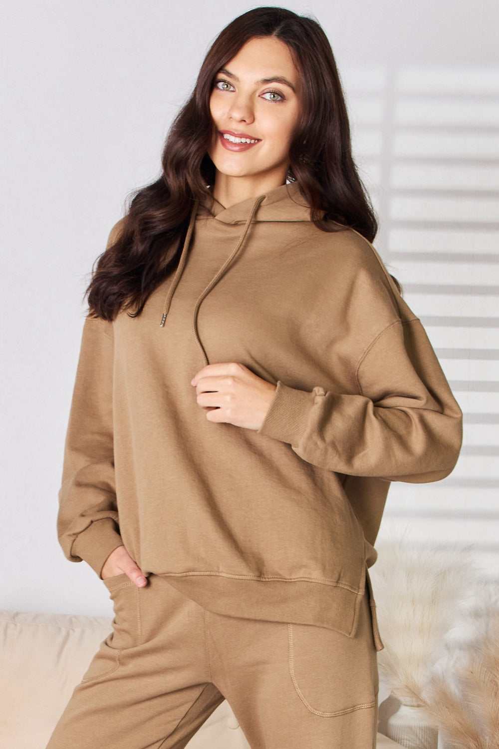 Mocha Drawstring Hoodie