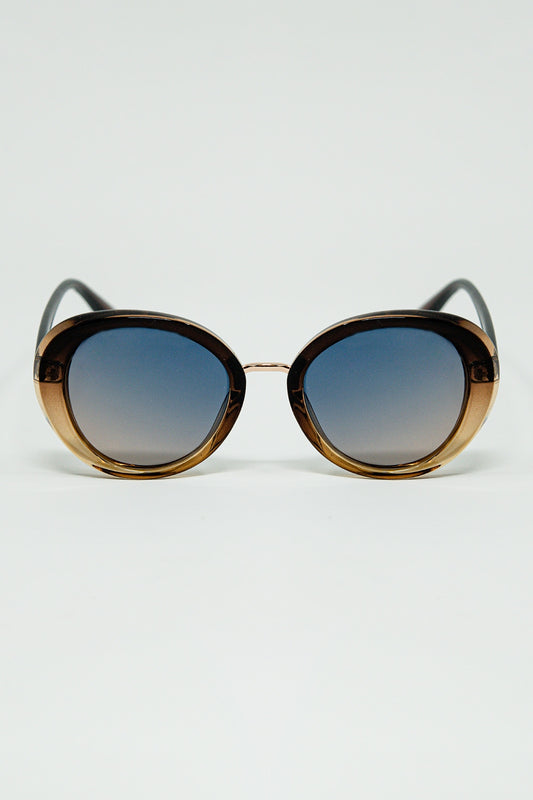 Q2 Golden Sunset Spot Oval Shaped Sunglasses