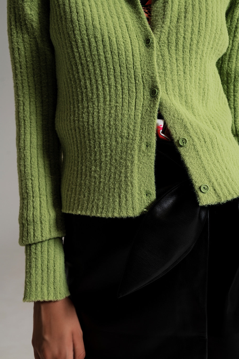 Green Super Soft Fluffy Knit Cardigan