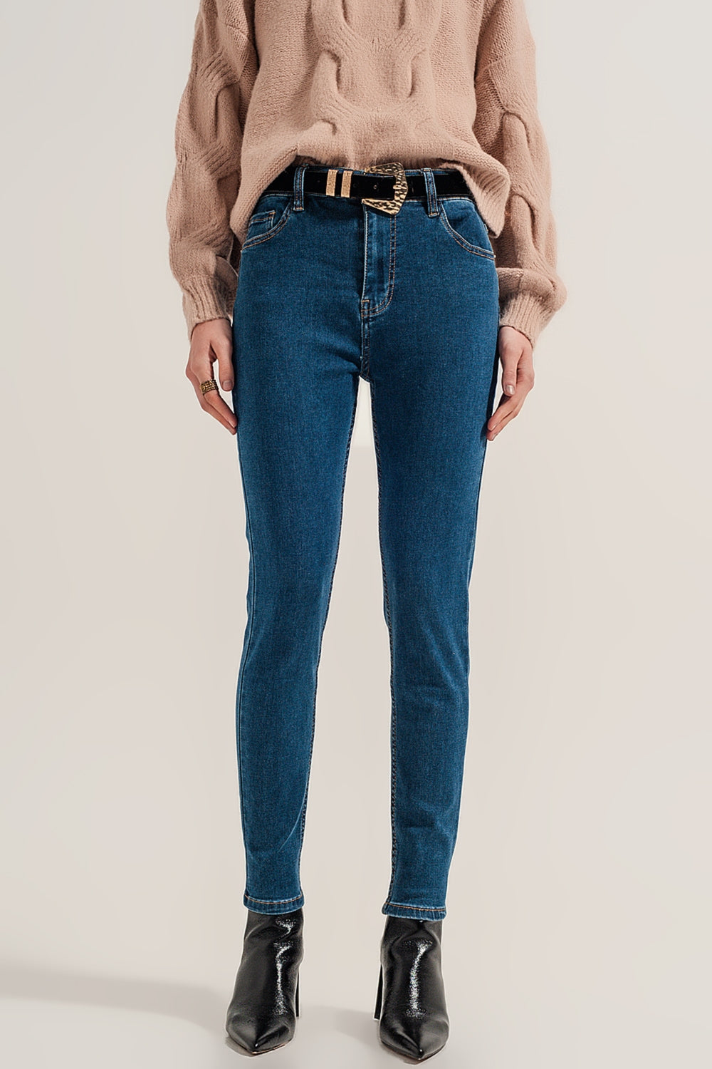 High Waist Super Skinny Jeans in Medium Blue