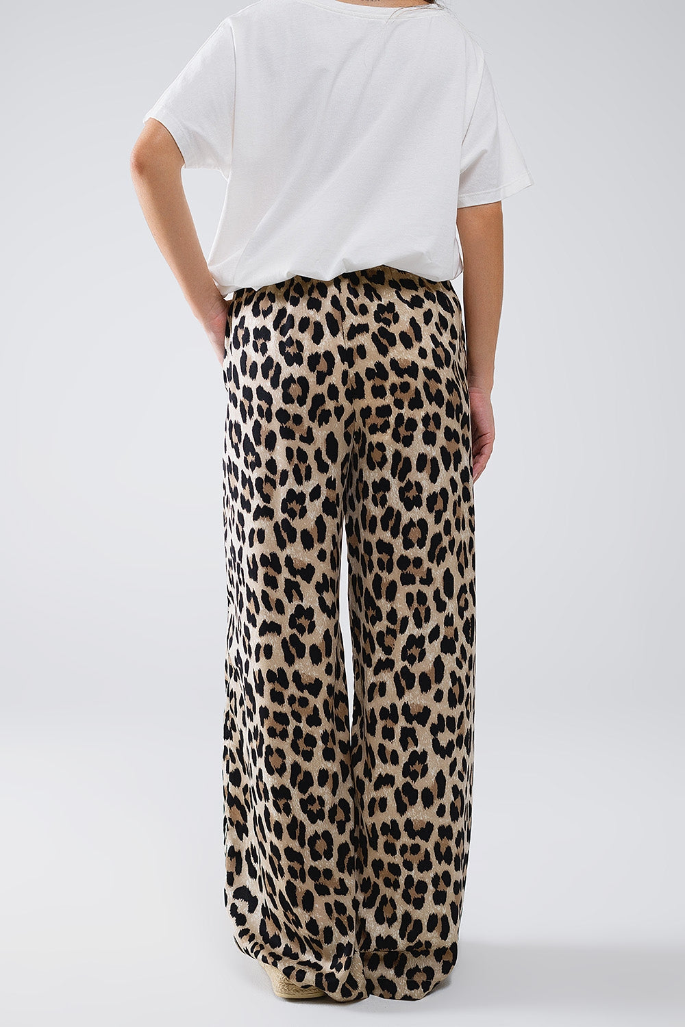 Leopard Print Pants with Drawstring and Pockets