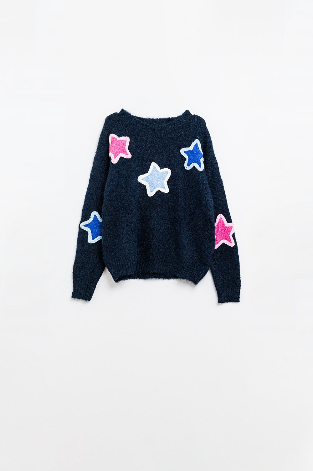 Q2 Navy sweater With Embroidered Stars