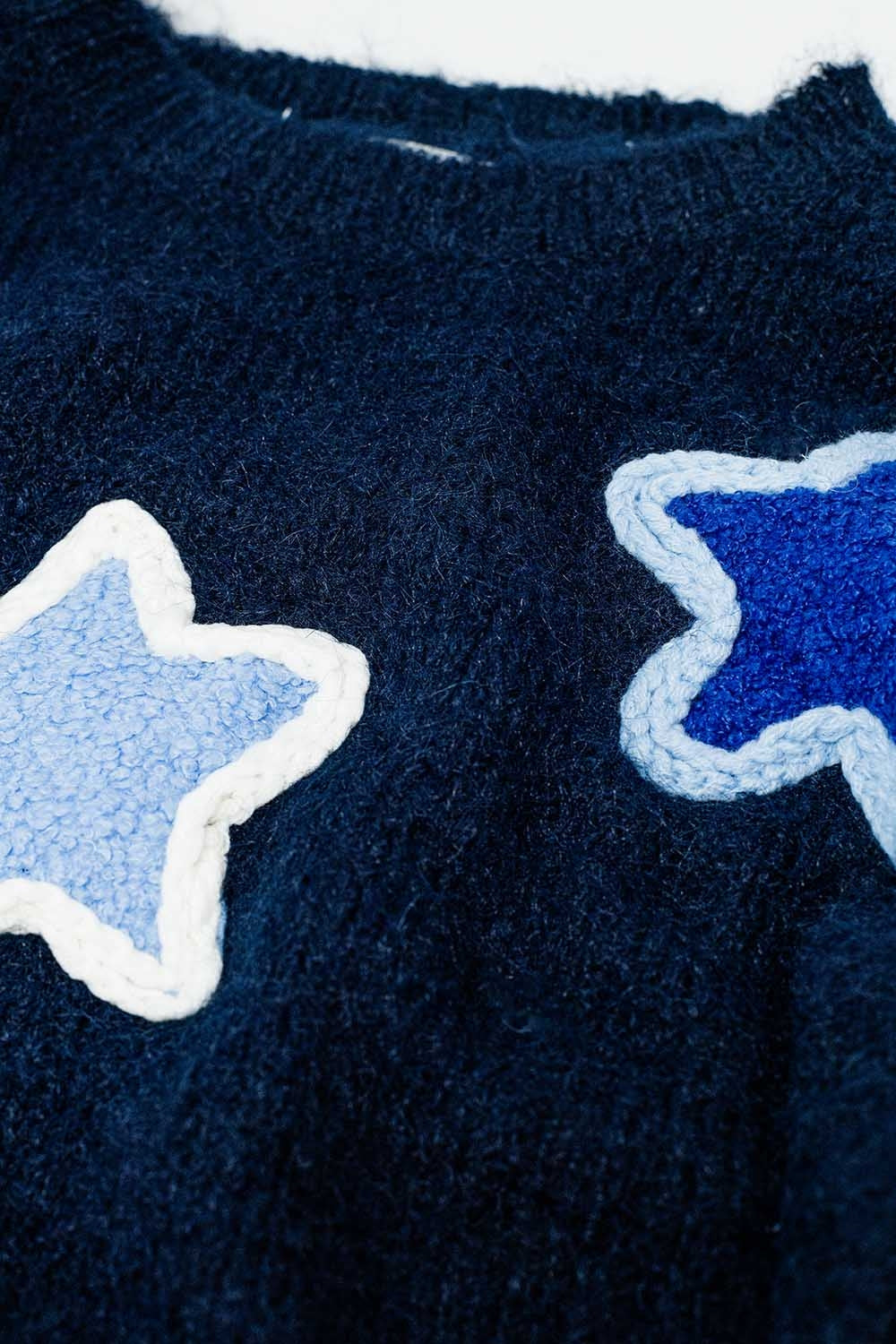 Navy Sweater with Embroidered Stars