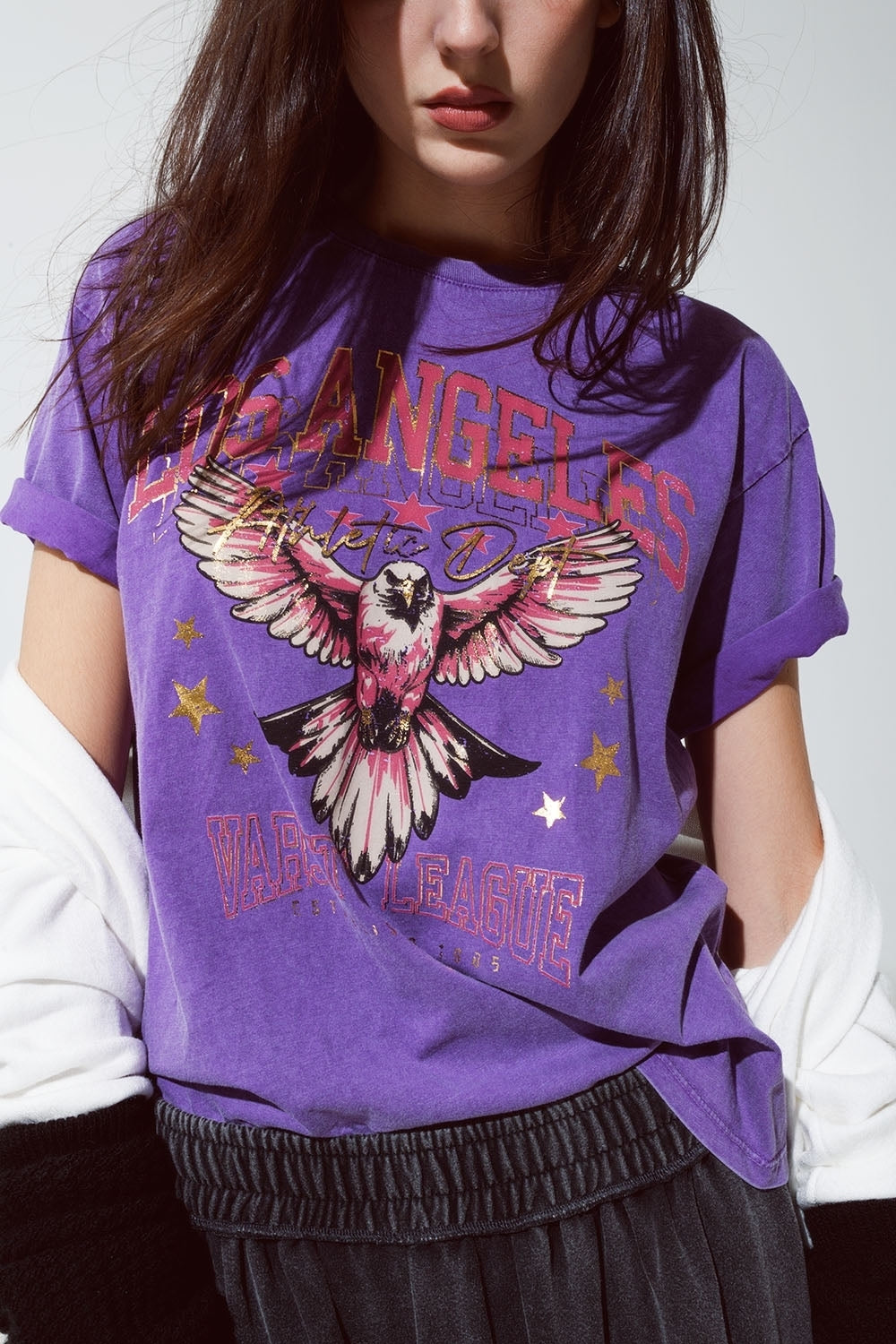 Purple T-shirt with Los Angeles Print on the Front