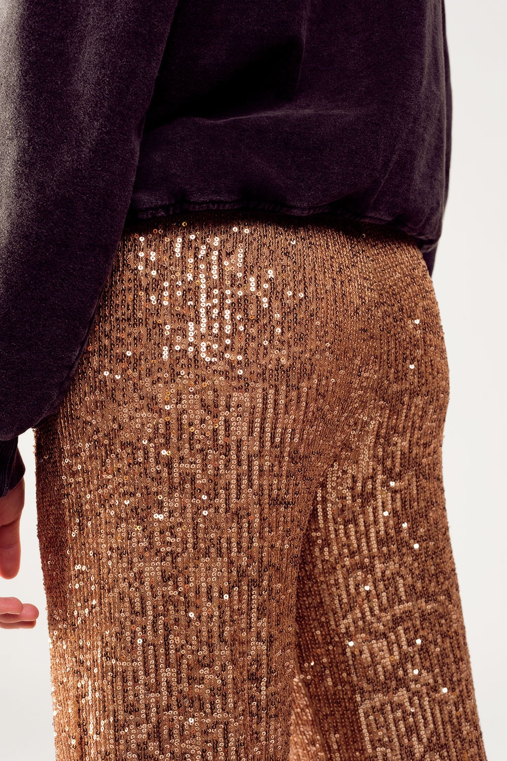 Sequin Wide Leg Pants in Gold