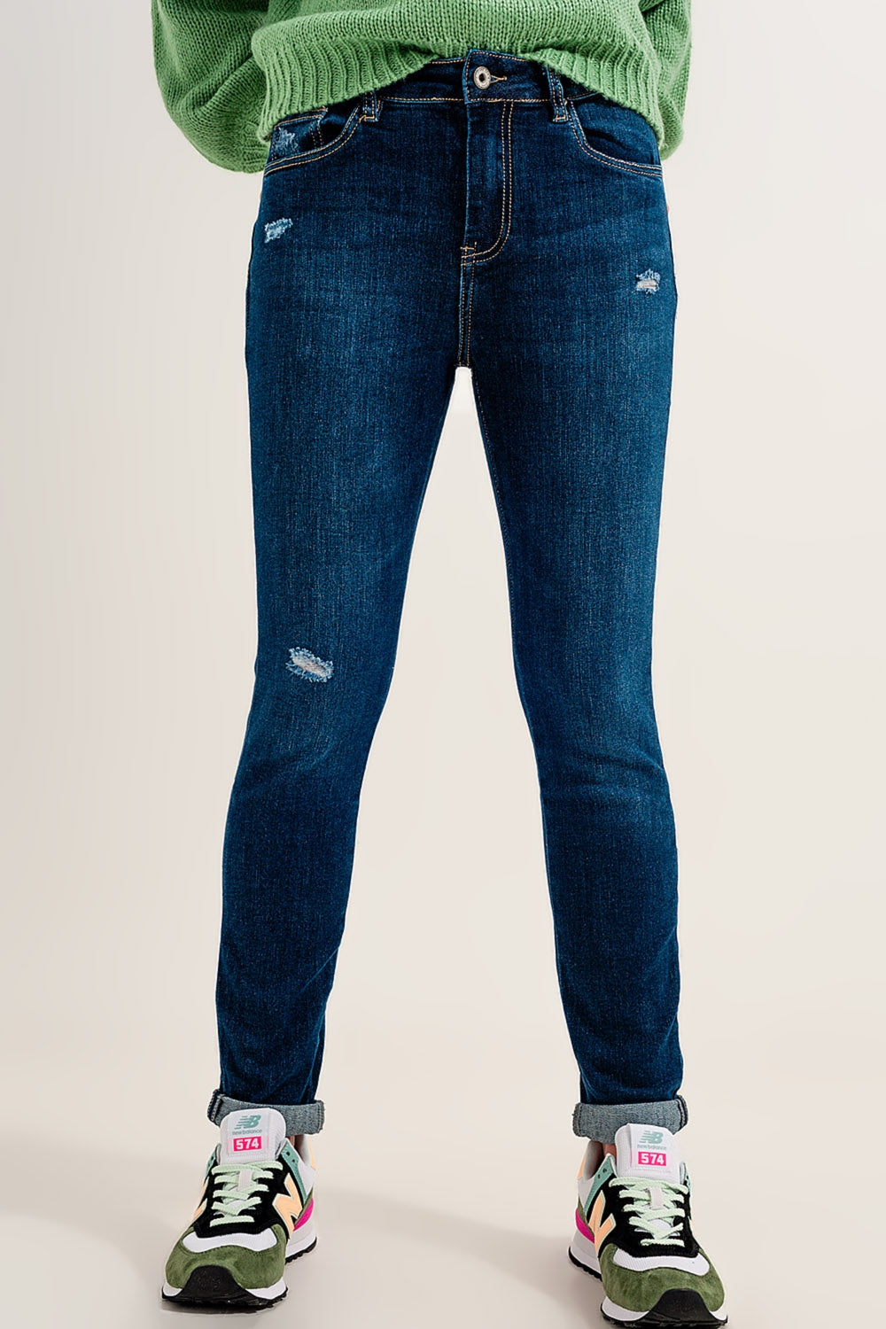 Skinny Jeans with Stretch in Medium Blue