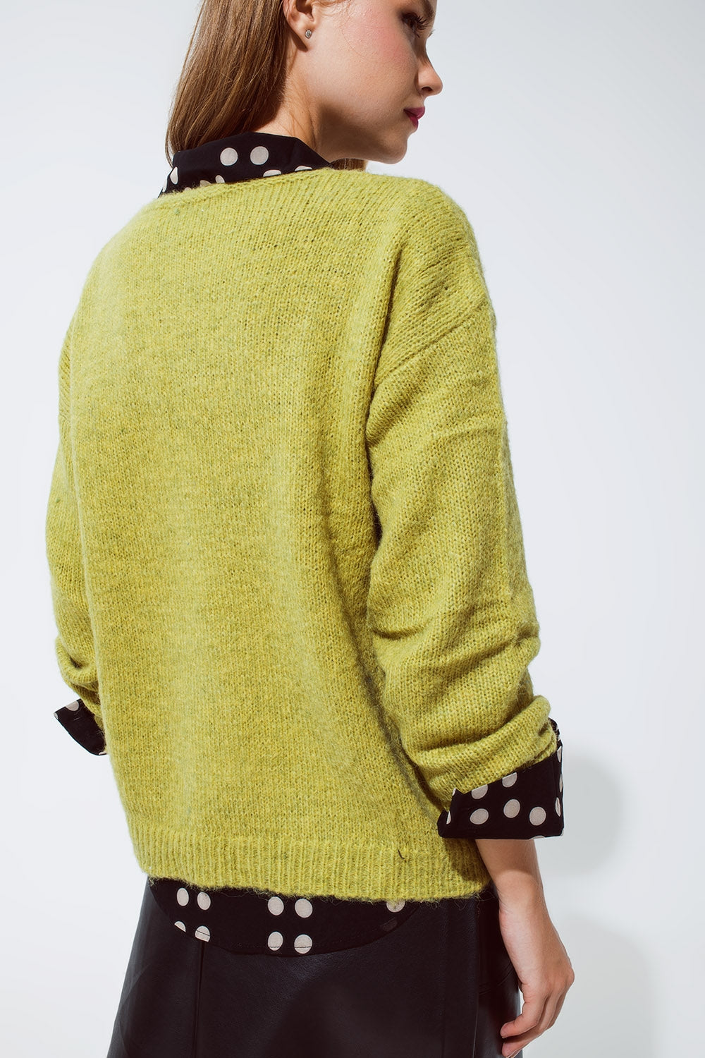 Soft Green Jumper with V-Neck