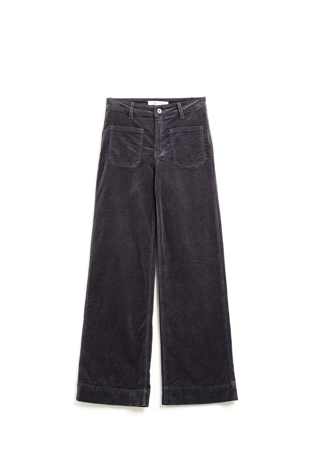 Straight Leg Corduroy Jeans in Dark Grey with Pockets